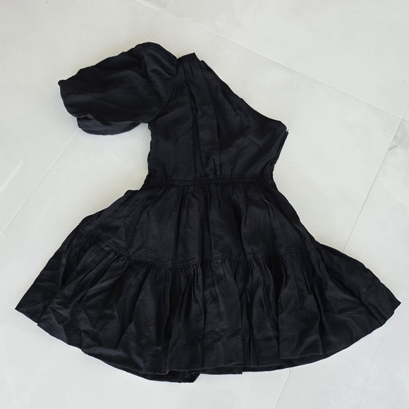 Jonathan Simkhai Silvana One-Shoulder Mini Dress With Pockets - Black - Small - Picture 10 of 12